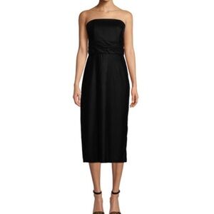 Shoshanna Roxford Black Strapless Velvet Midi Dress Size 4 Cocktail Evening